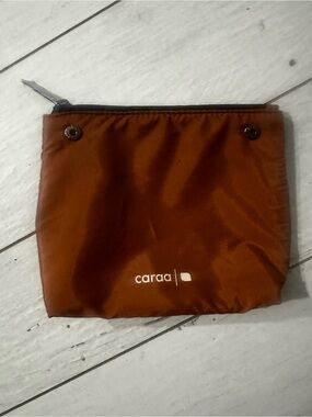 caraa Rust Brown Nylon Zip Pouch with Logo